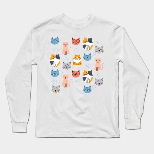 Sitting Cats Long Sleeve T-Shirt by edwardecho